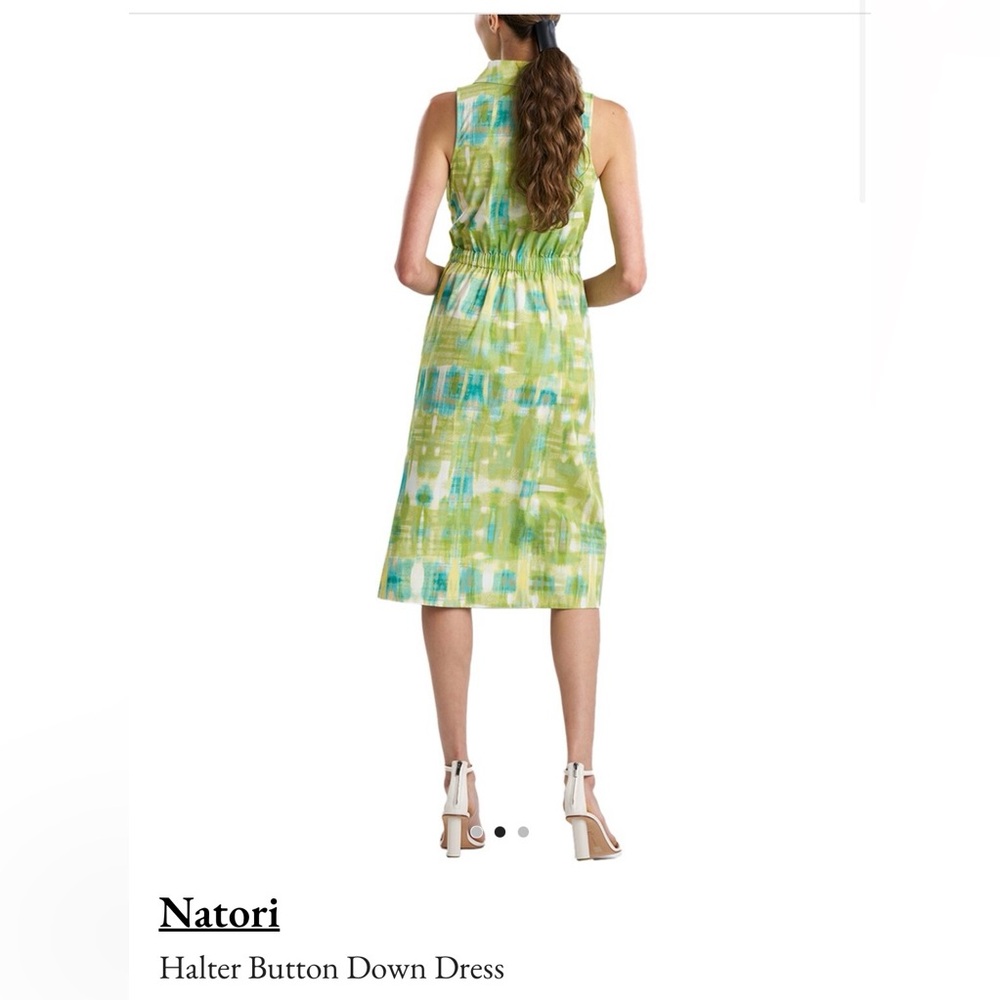 Natori Vibrant Green and Blue Midi Dress NWT - Picture 3 of 5